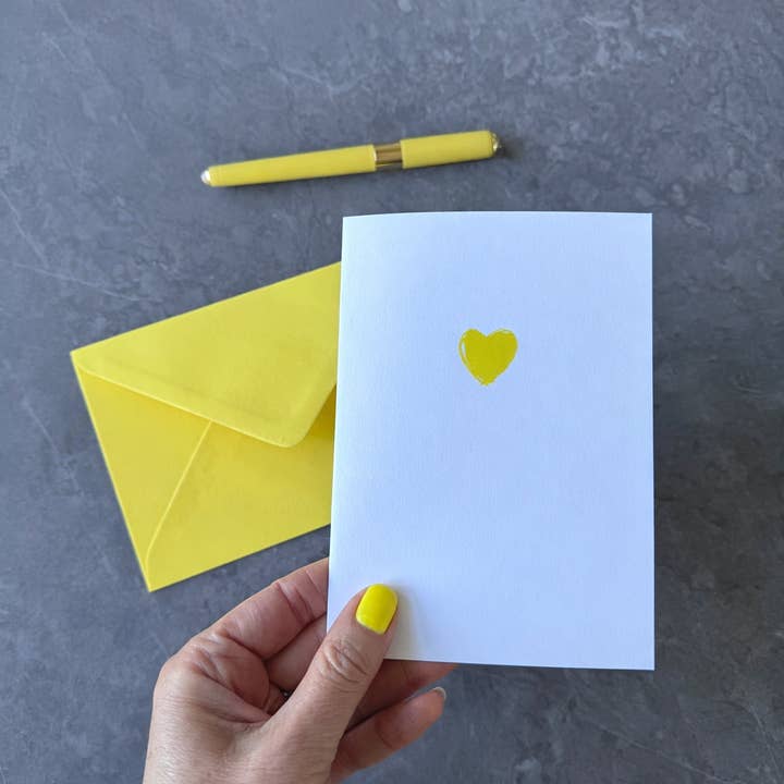 Carte de vœux cœur jaune, carte de correspondance, carte vierge (Copie) pour la vente par Tall Order