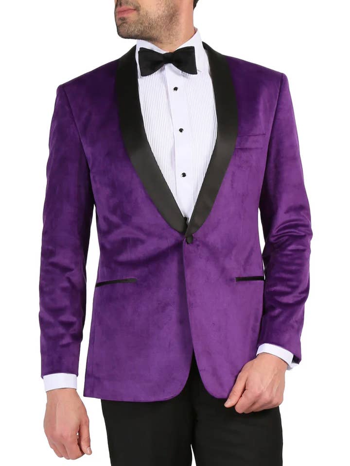 Ferrecci - Wholesale Blazer - Men's - Ferrecci - Enzo Men's Velvet Slim Fit Shawl Tuxedo Blazer50