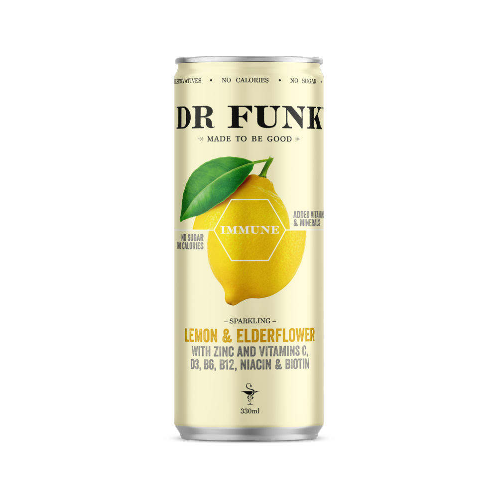 Dr Funk - Vendita all'ingrosso Acqua frizzante - Lemon & Elderflower con 7 nutrienti essenziali7