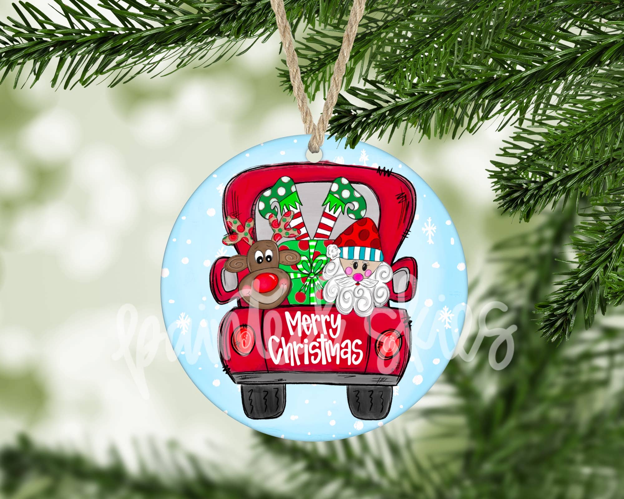 Painted Skies - Wholesale Ornament - Merry Christmas Truck Ornament