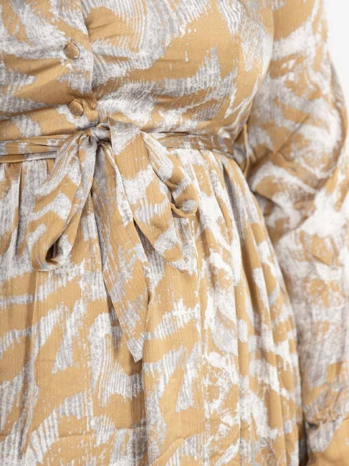 LP14233 choco Plus size lange kjoler med print for engroshandel hos Lilie Rose