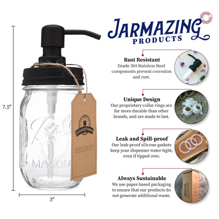 Jarmazing Products - Wholesale Soap Dispenser - Classic Farmhouse Mason Jar Soap Dispenser