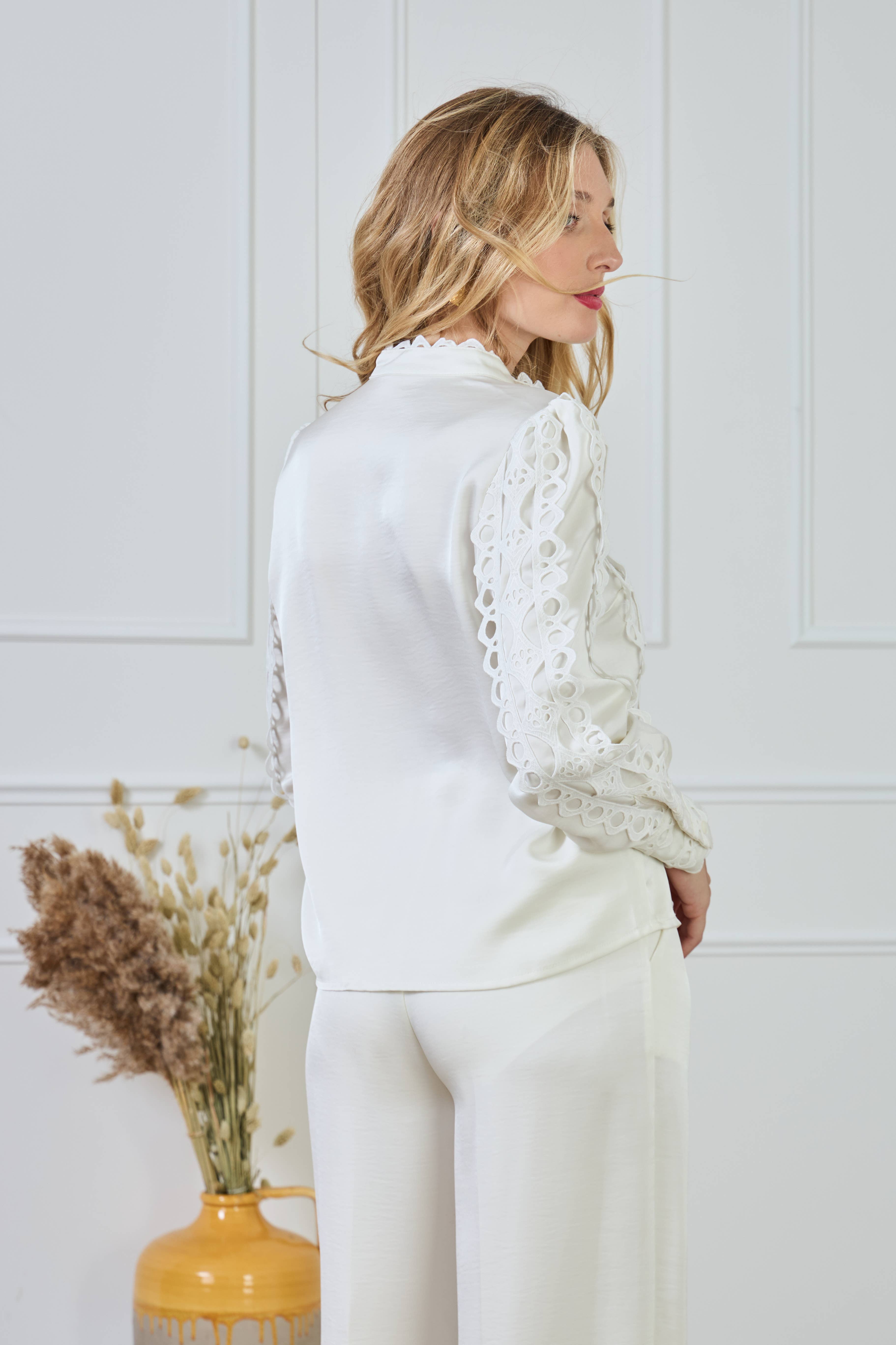 LULUMARY – Großhandel Hemd mit Button-down-Kragen – Damen – Bluse mit Spitze CH36825