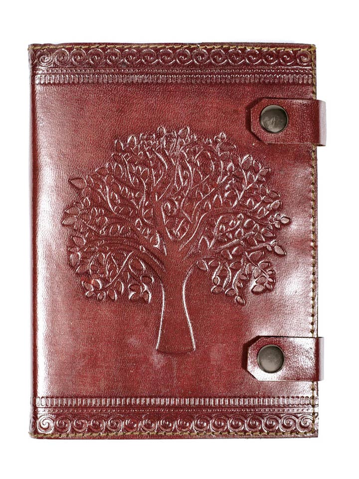 Tree of Life 5x7 Leather Journal-Refillable Recycled Paper for wholesale by Matr Boomie Fair Trade