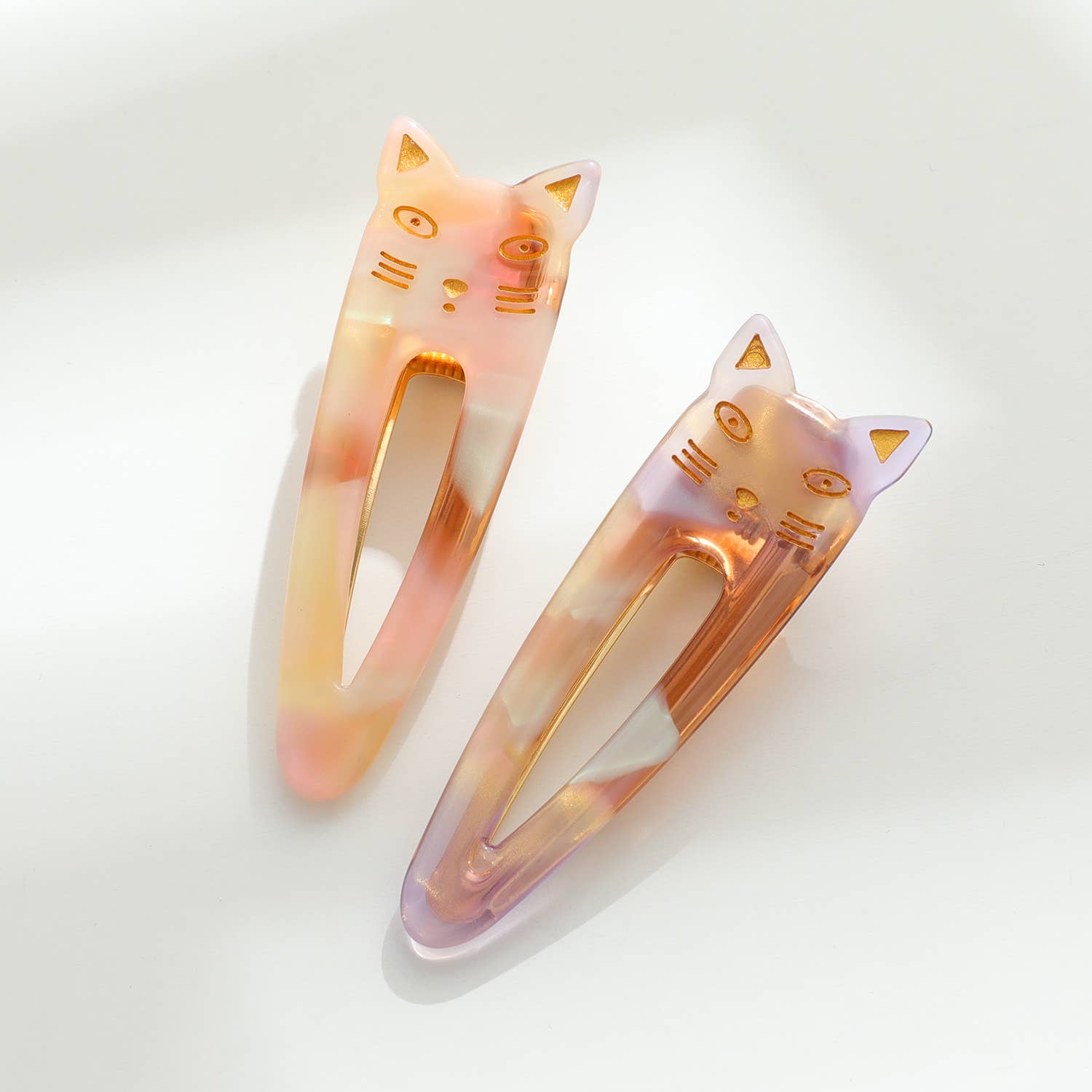 Adorro - Vente Pince à cheveux – femme - Elodie | Lot de 2 barrettes en forme de tête de chat pointue6