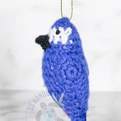 Ornamento azul Jay tejido a mano, 3 pulgadas para venta al por mayor de SS handcrafted Art