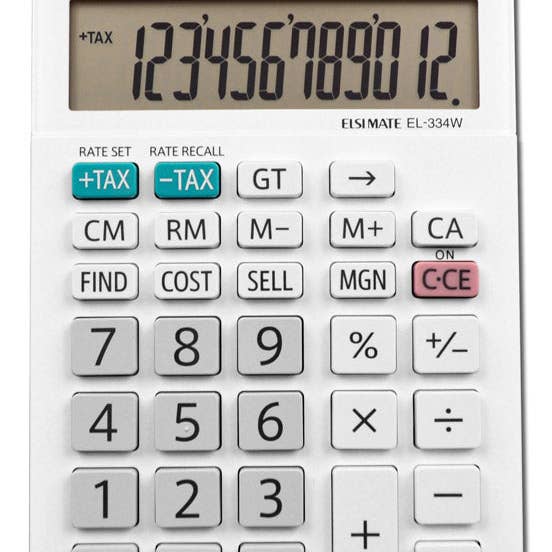Everyday Supply Co - Wholesale Calculator - SHARP - Sharp White 12 digit Solar Powered Calculator0