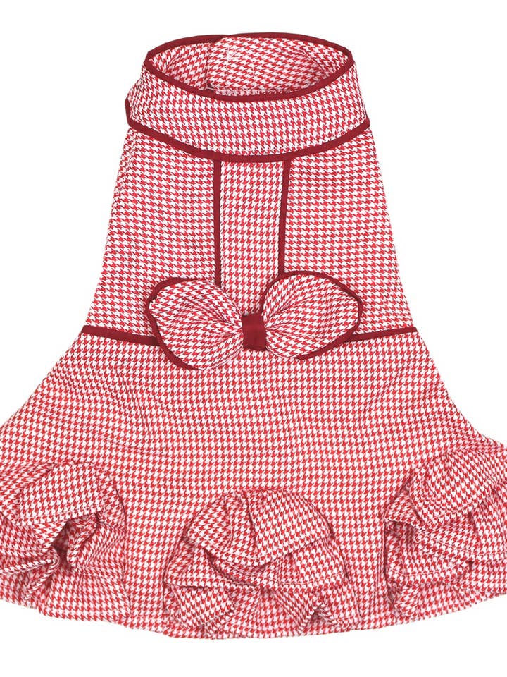 Houndstooth Ruffles Dress - Red for wholesale by Parisian Pet®