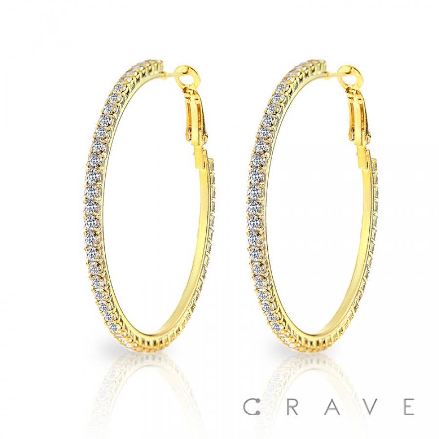 CRAVE - Vente Créoles - BOUCLES D'OREILLES CRÉOLES PAVÉES DE STRASS EN PLAQUÉ OR 18 CARATS0