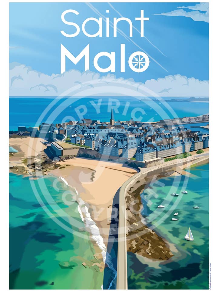 PÓSTER DE LA CIUDAD DE SAINT-MALO - 50X70 CM para venta al por mayor de Printymania