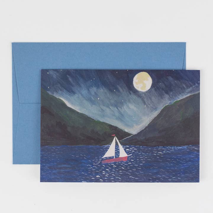 Carte Embarquez | Pleine Lune | Paisible | Aventure en Voilier pour la vente par Peggy & Kate