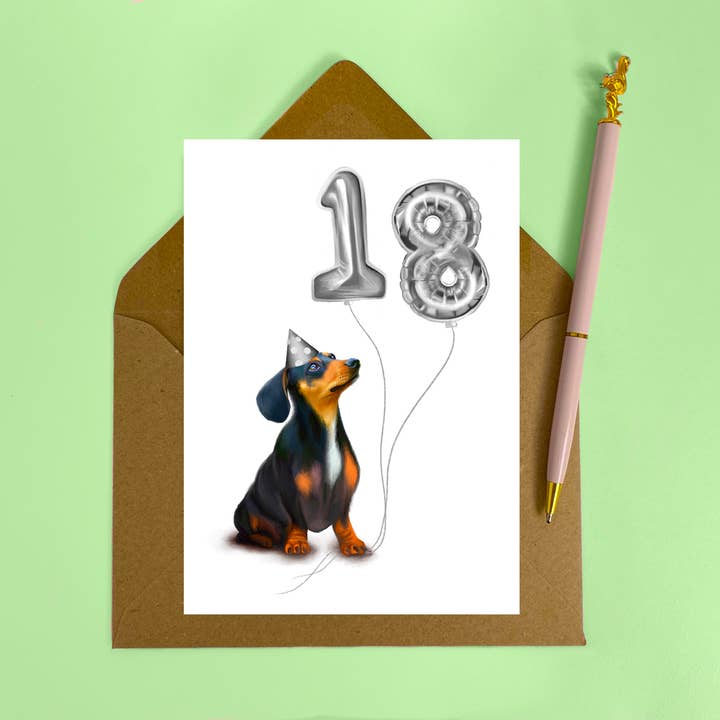 18º Cartão de Aniversário Cão Salsicha por atacado de Hot Dog Greetings