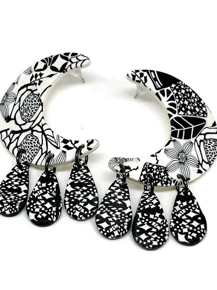 Luna Ohrringe - B & W für den Großhandel von Hillside Studio