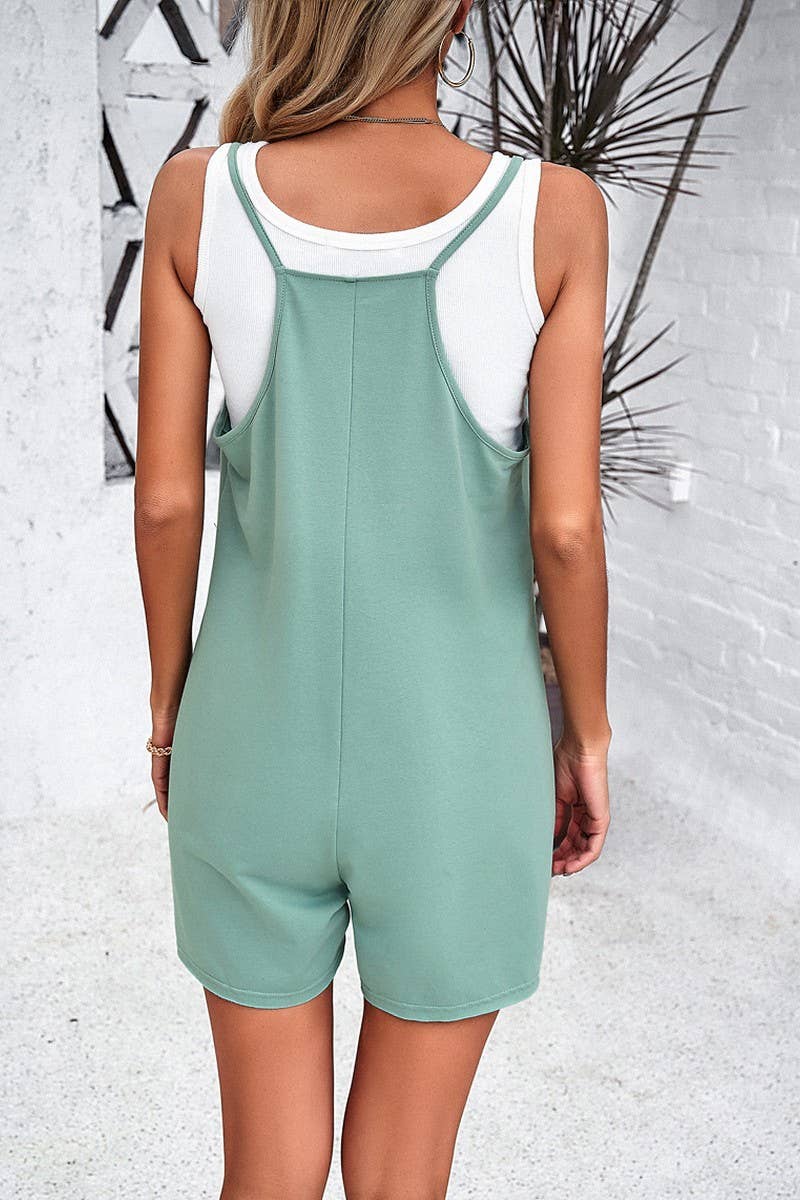 NINEXIS - Wholesale Romper - Women's - CWSR0084_Spaghetti Strap Pocket Detailed Romper22