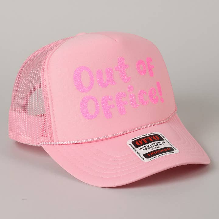 Fashion City - Wholesale Trucker Hat - Unisex - Out of Office Glitter Letter Logo Foam Trucker Hat22