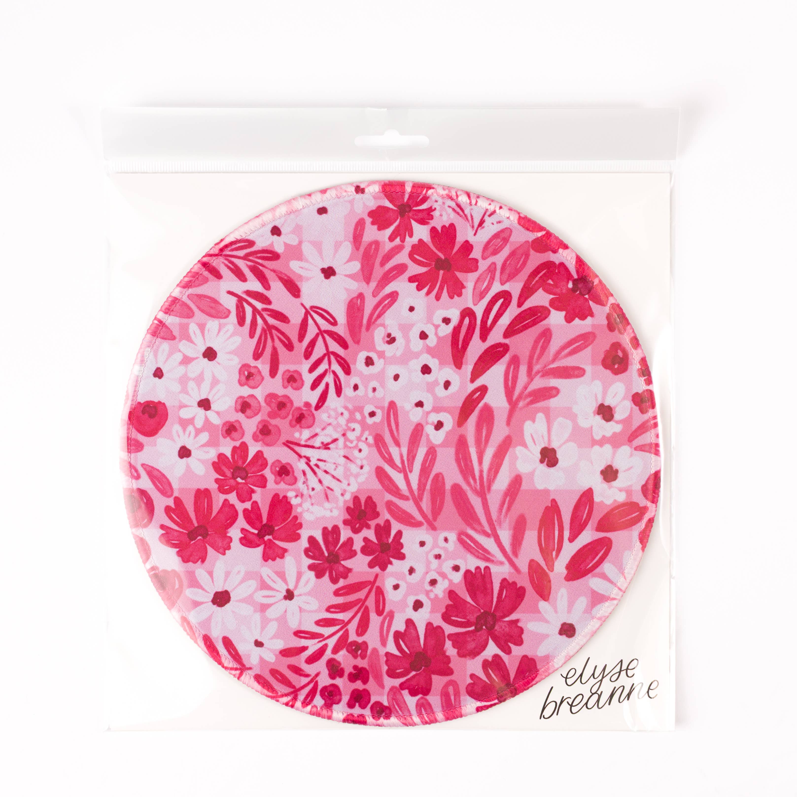 Elyse Breanne Design – wholesale Mousepad/trackpad – Pink Floral Gingham Mousepad4