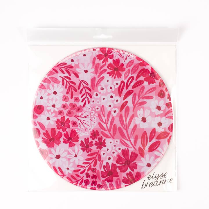 Elyse Breanne Design – wholesale Mousepad/trackpad – Pink Floral Gingham Mousepad4