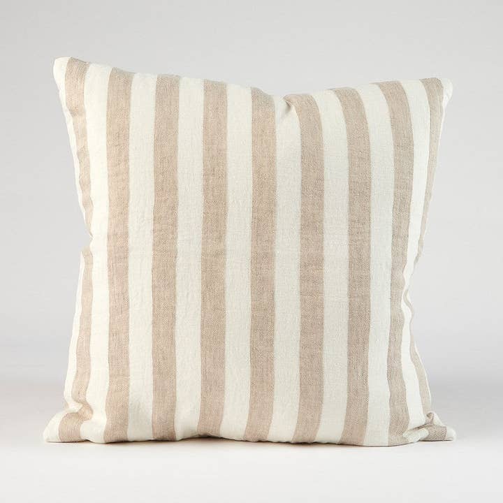 Santi Linen Cushion Cover - White/Natural Stripe for wholesale by Eadie Lifestyle