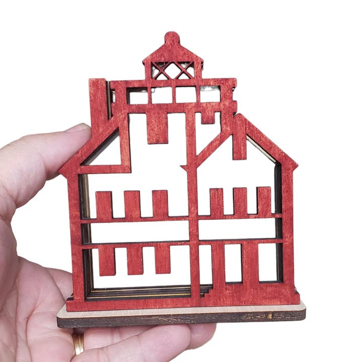 Expositor de Vidro de Mar com Caixa de Sombras do Farol de Lorain Ohio por atacado de Sea Glass Displays