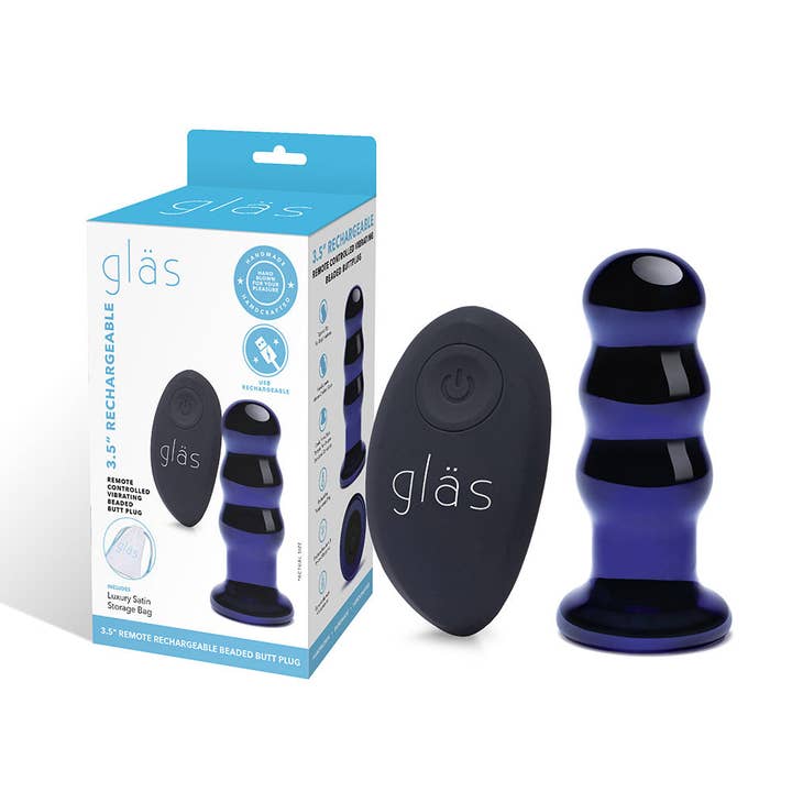 Lux Fetish Store - Wholesale Sex Toy - 3.5" Rechargeable Remote Controlled Vibrating Beaded Butt Plug