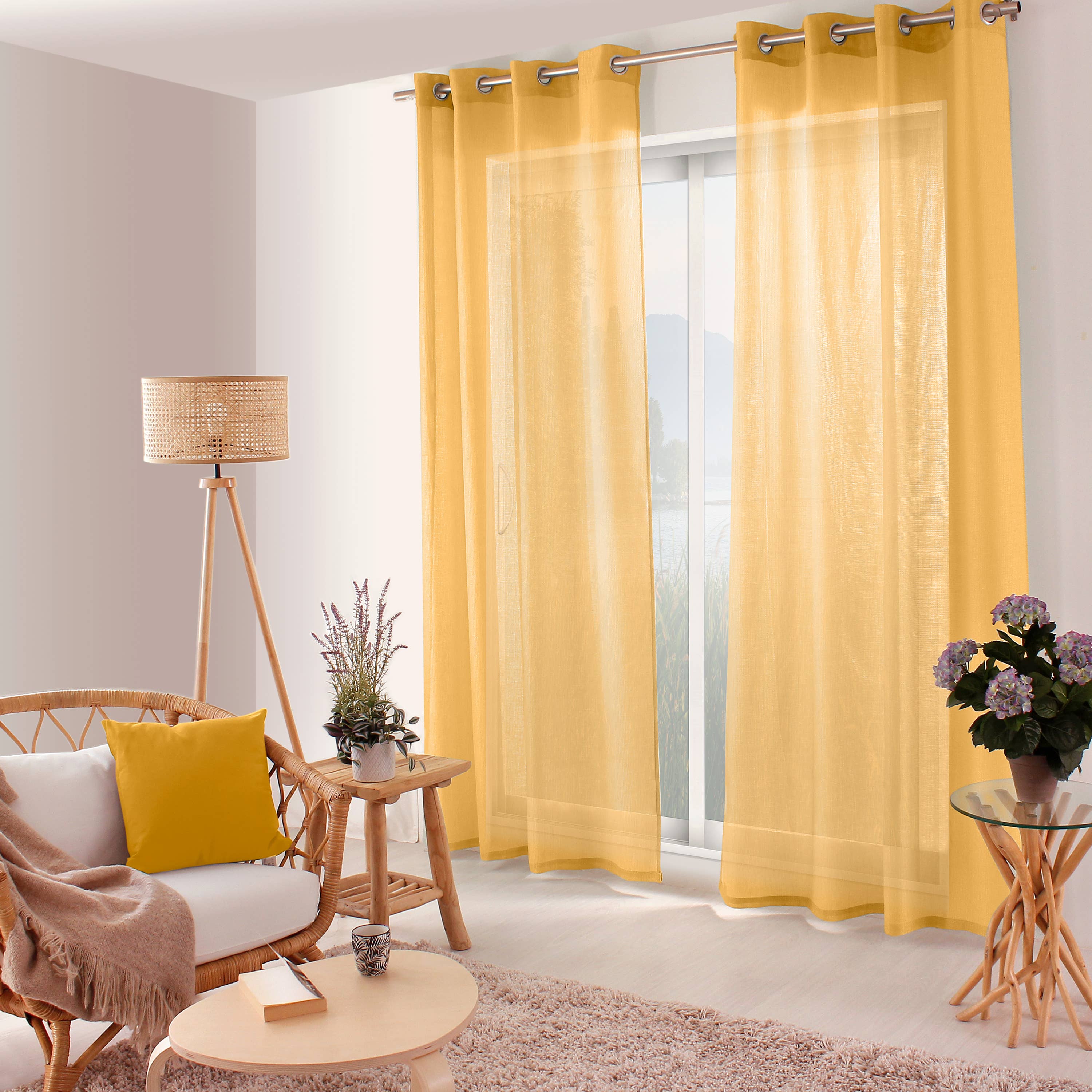 DECOSTARS - CmaDECO - Vente Rideaux - Voilage ajouré avec Œillets, 140x240cm, Collection JELLY17