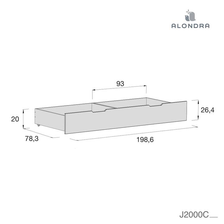 Alondra Baby - Wholesale Bed - Kids & Baby - Montessori bed 90x200 cm with drawer/trundle bed in wood · Sogni XL NB200020