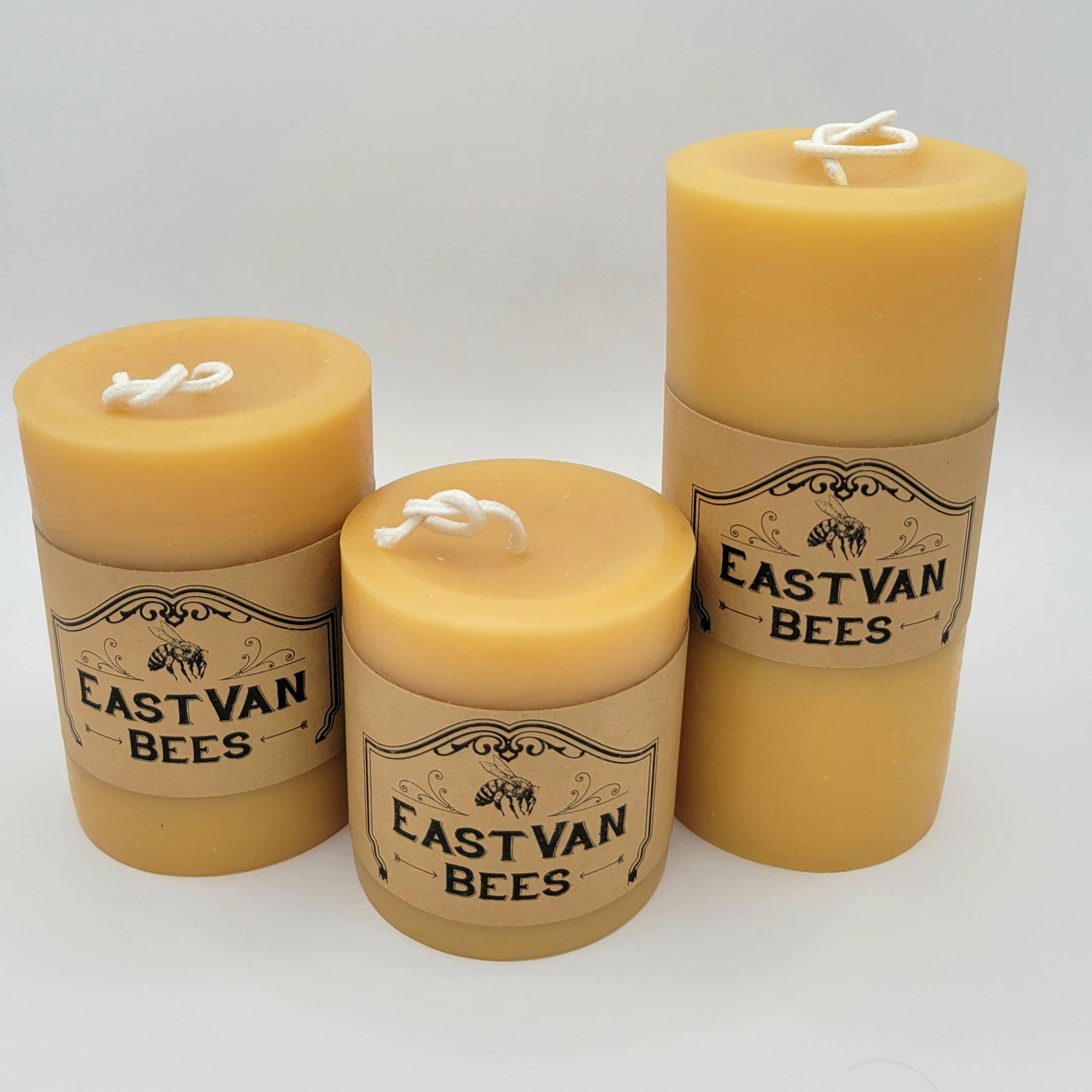 Eastvan bees - Wholesale Pillar Candle - 3" Wide 100% Beeswax Pillar Candle - Natural Beewax color 2