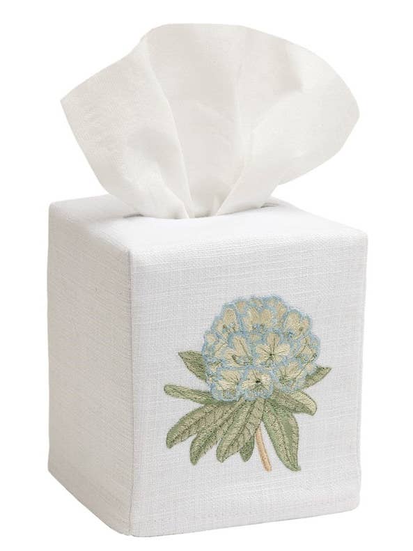 Tissue Box Cover, Rhododendron (Duck Egg Blue) for wholesale by Jacaranda Living