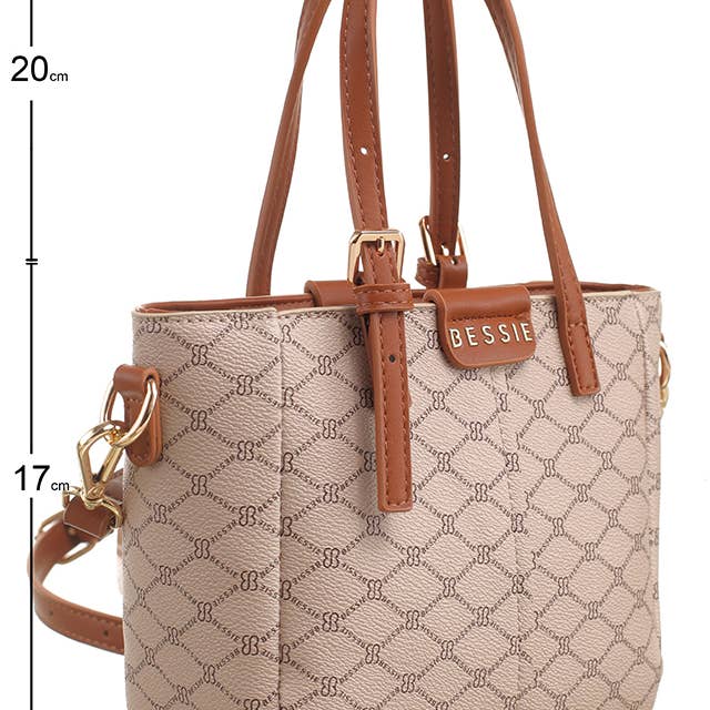 Bessie London - Wholesale Tote Bag - Women's - BESSIE MONOGRAM BUCKLE TOTE
