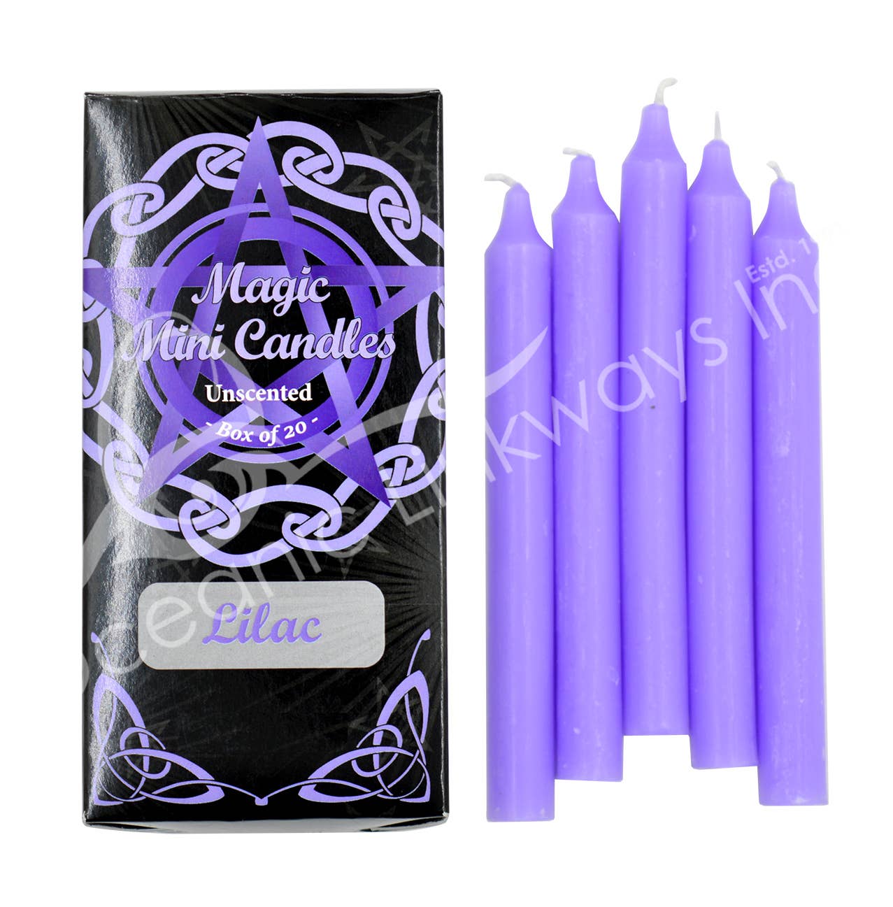 Oceanic Linkways Inc - Vendita all'ingrosso Candele cilindriche/candelieri - CANDELA MAGICA LILLA MINI INODORE (CONFEZIONE DA 20)