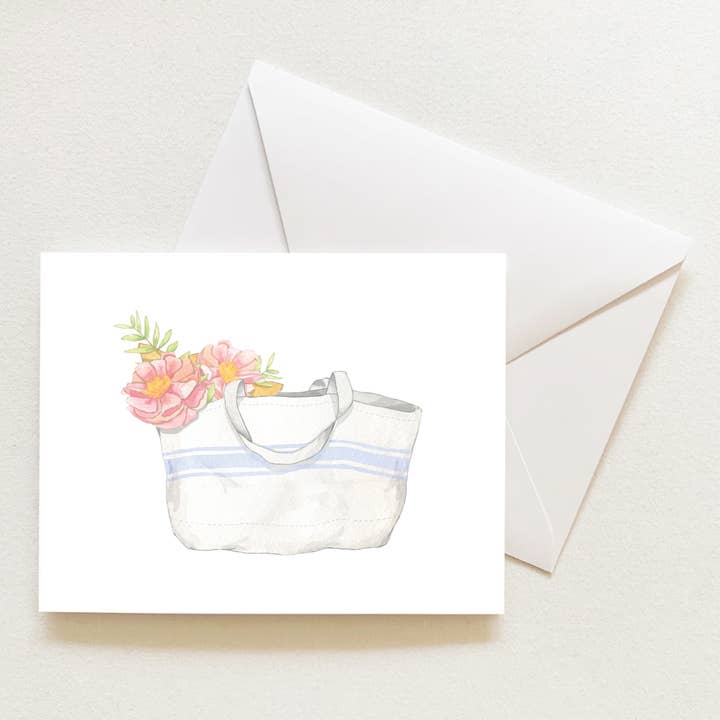 French Stripe Tote Boxed Note Cards for wholesale by Sara Fitz