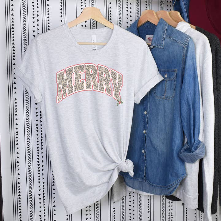 Merry Leopard Ash Tee for wholesale by Simply Tees