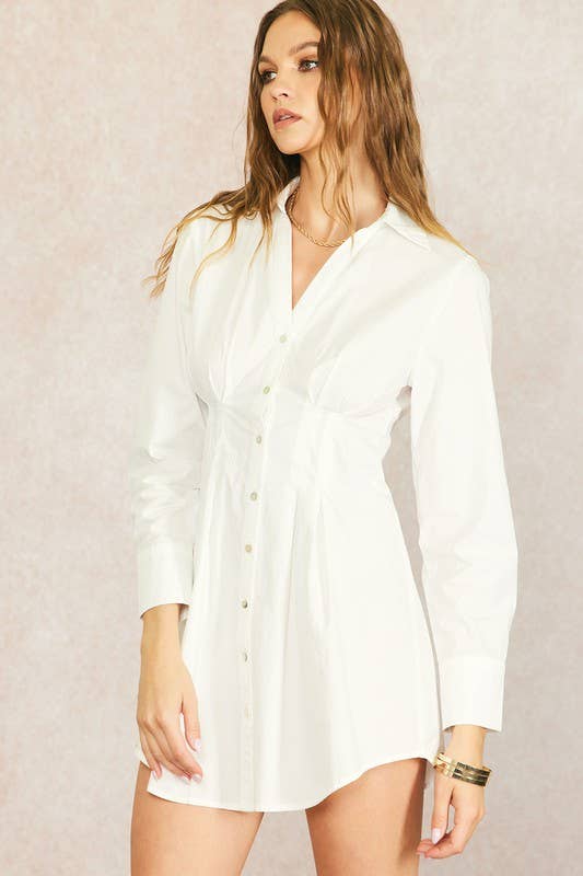 White Cotton Poplin Shirt Dress for wholesale on Faire1