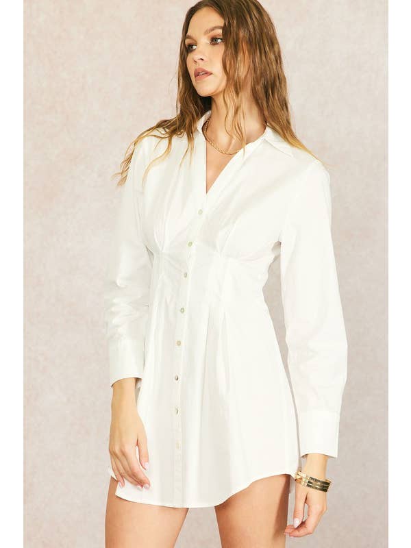 White Cotton Poplin Shirt Dress for wholesale on Faire1