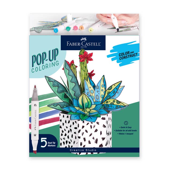 Faber-Castell / Creativity for Kids - Vente Kit de bricolage - Bouquet de plantes succulentes à colorier pop-up - Artisanat à colorier pour adultes2