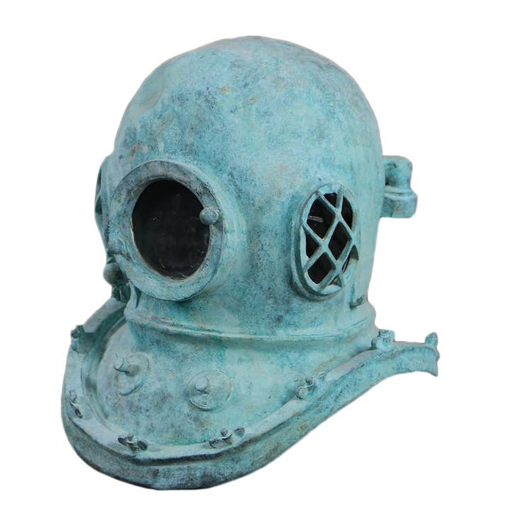 Distressed Scuba Diving Helmet Large Sculpture Shipwreck for wholesale by Nautical Tropical Imports
