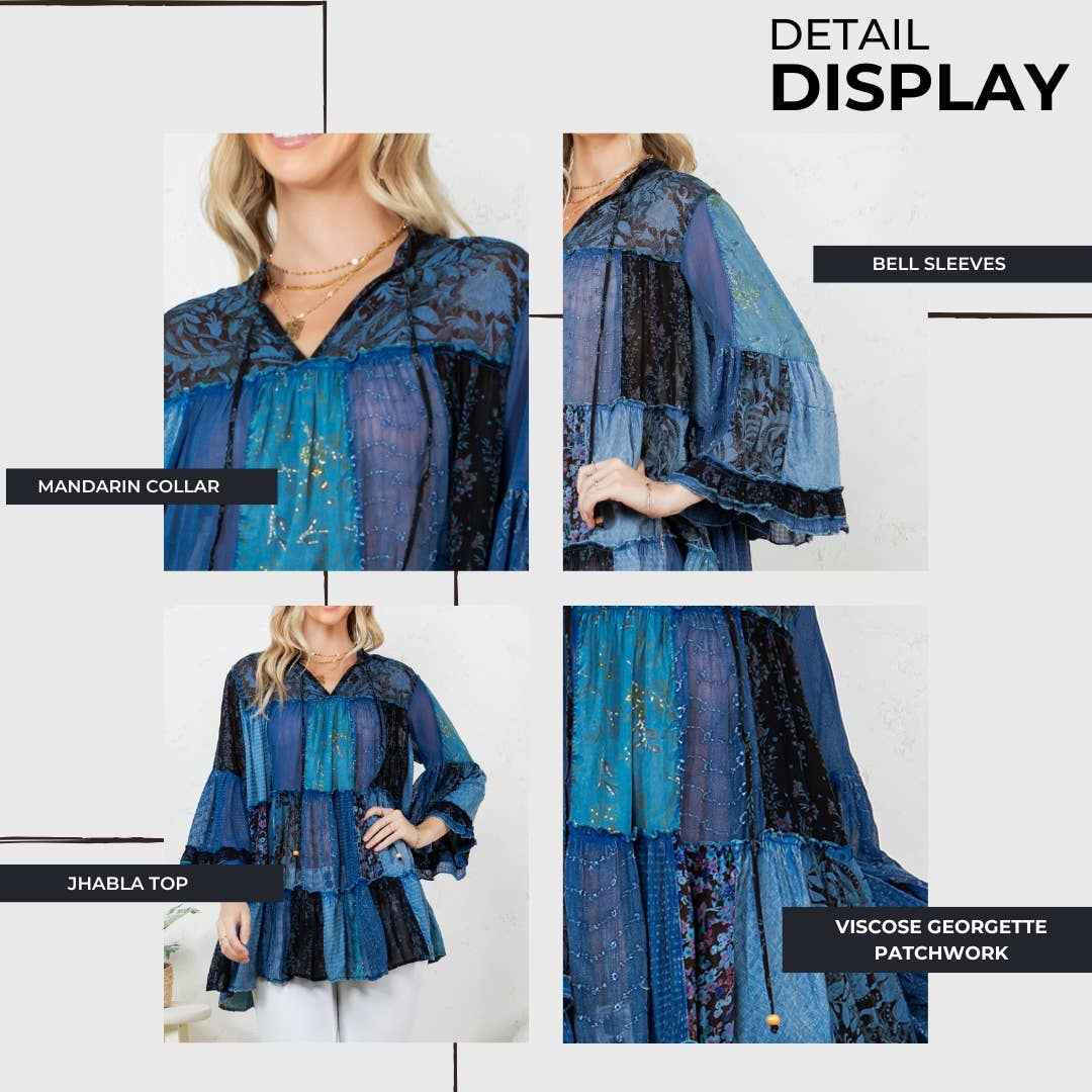 Young Threads - Venta al por mayor Blusa - Mujer - Top Jhabla con Cuello de Banda Teñido Chic (Nuevo Color)27