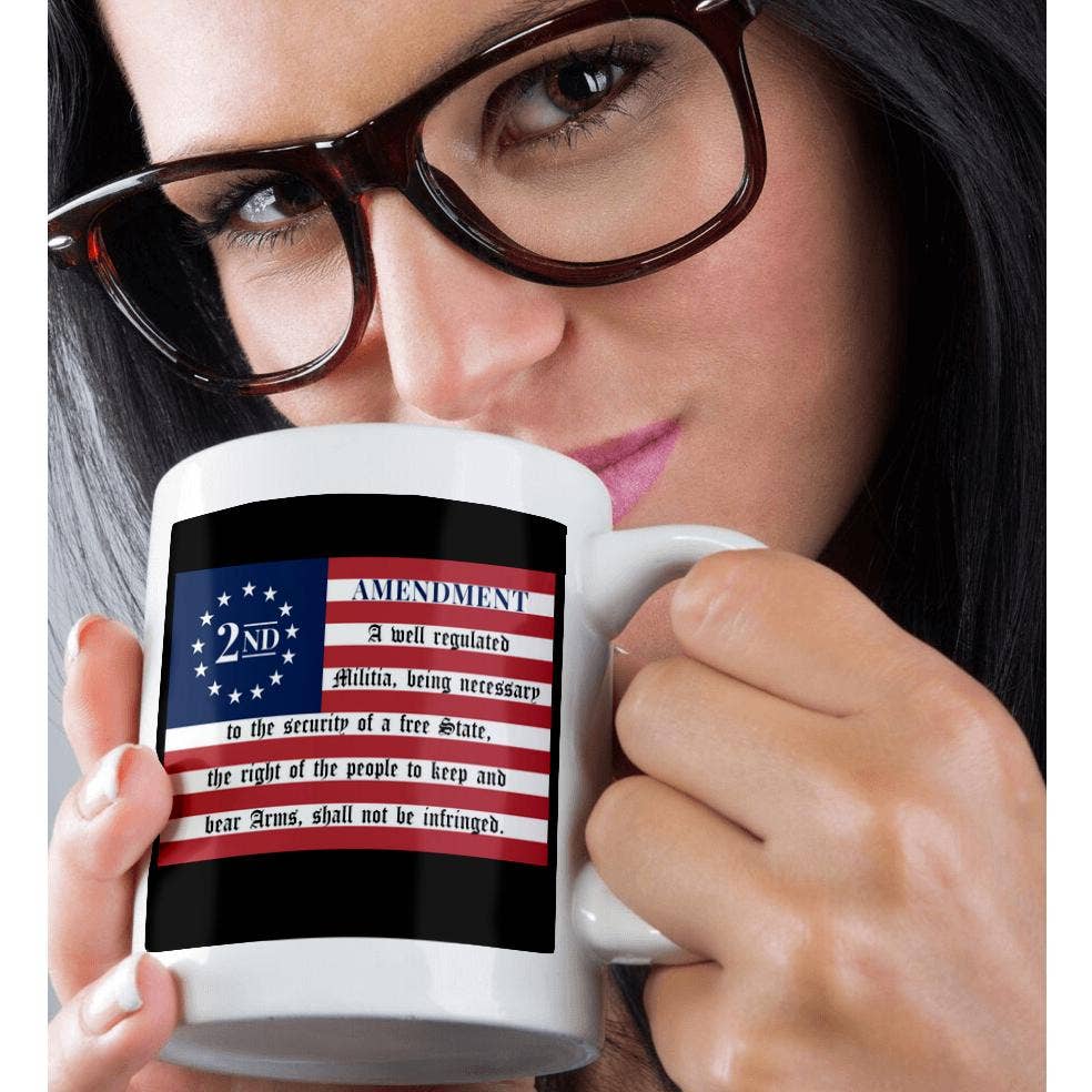 3dRose - Wholesale Coffee Mug - 3dRose, Colored Betsy Ross flag with 2nd Amendment on black background., Mug9