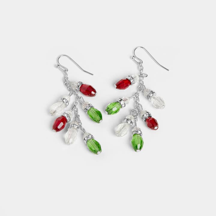 Multicolored Dangling Christmas Lights Earrings for wholesale on Faire