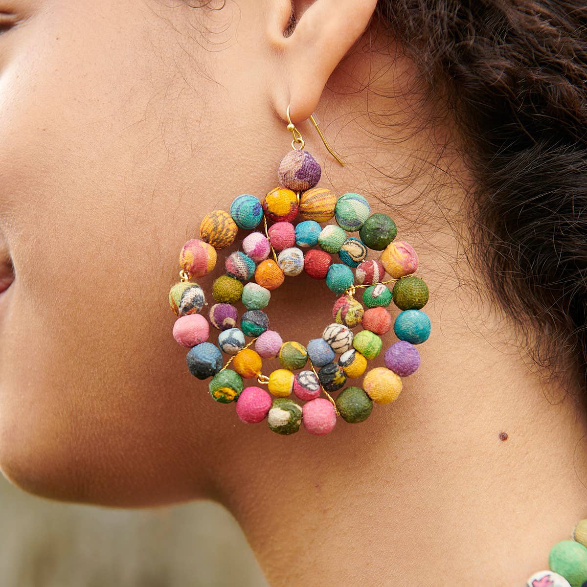 WorldFinds - Wholesale Dangle Earrings - Concentric Kantha Earrings1