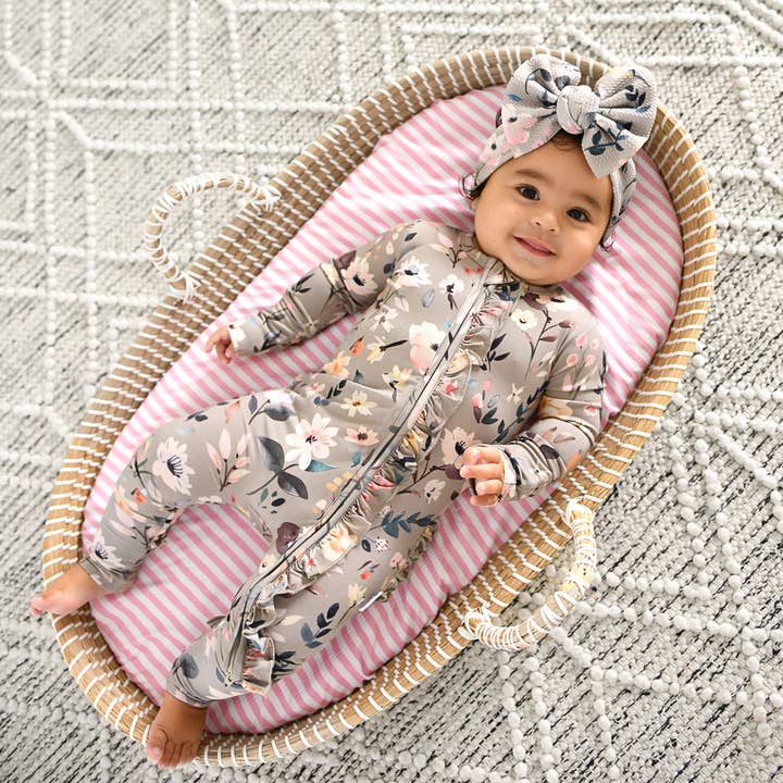 Gigi and Max - Wholesale Jumpsuit - Baby - Tatum RUFFLE ZIP Bamboo One Piece Floral Baby Clothing17