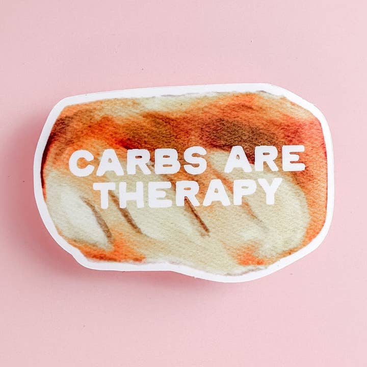 Carbs Are Therapy Vinyl Sticker for wholesale by Ashley Frye Studio