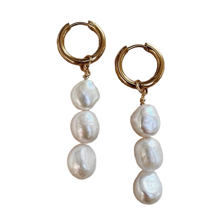 Perlenohrringe mit 3 Tropfen für den Großhandel von sccollection