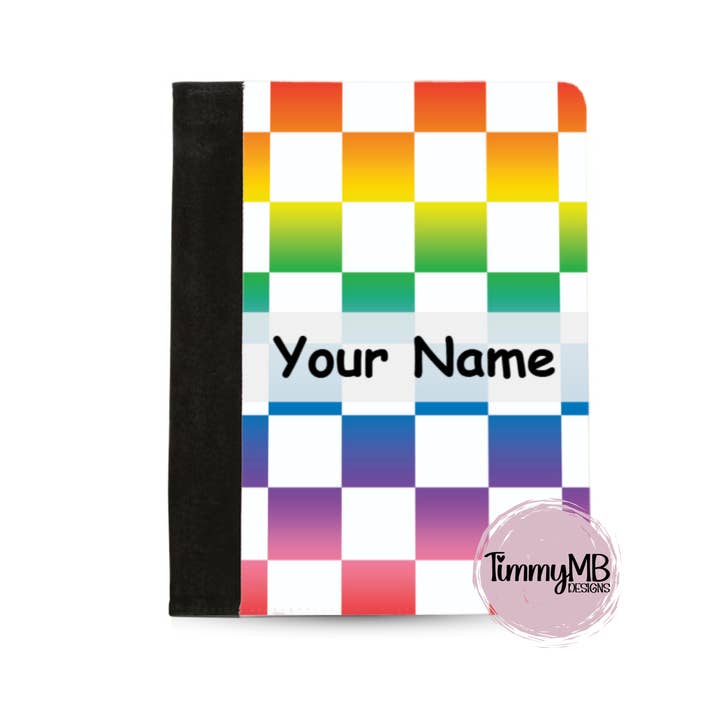 Checkered: Ombre Rainbow - Custom Notepad Portfolio for wholesale by TimmyMB Designs