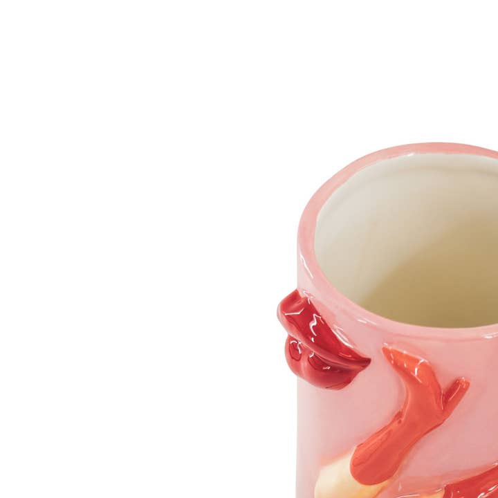 Housevitamin bv - Wholesale Vase - Flower Vase- Pornstar Martini Vase- Ceramic- Pink/ Red- 14x12,5x28 cm2