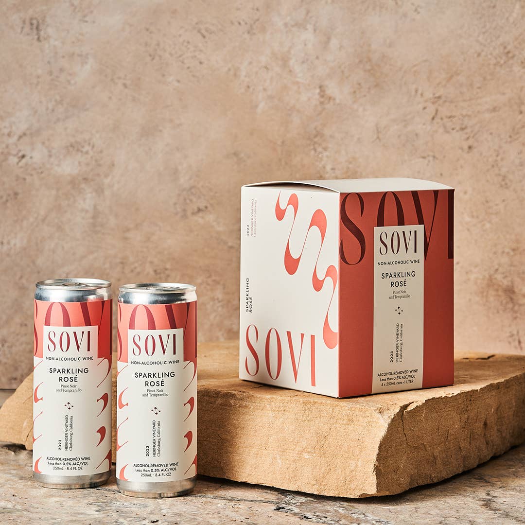 Sovi Wine Co. - Wholesale Non-Alcoholic Spirits/Wine/Beer - Sparkling Rosé - Non-Alcoholic Wine - 4-Pack Cans - NEW2