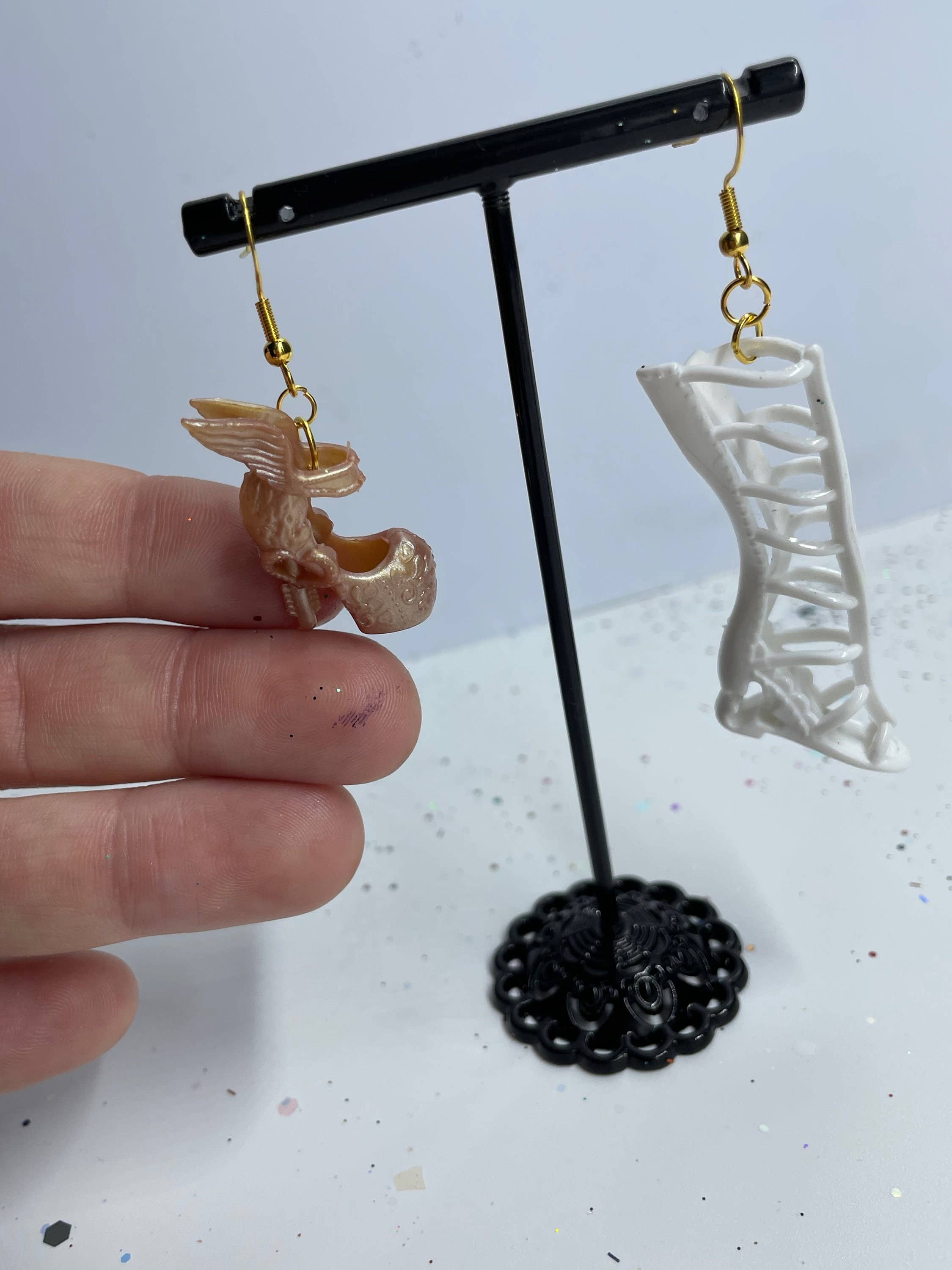 R59Creates - Wholesale Dangle Earrings - Cute Lil Barbie Doll Shoe Earrings! Available In 52 Different Types & Gold + Silver Normal Or Drop Chain Hardware!!8