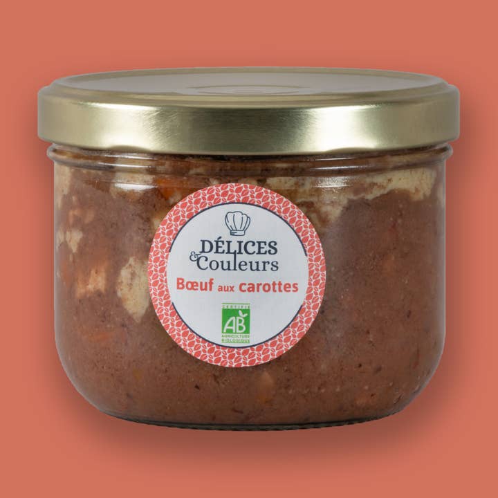 Organic Carrot Beef 360g for wholesale by Délices & Couleurs, la cuisine en bocal