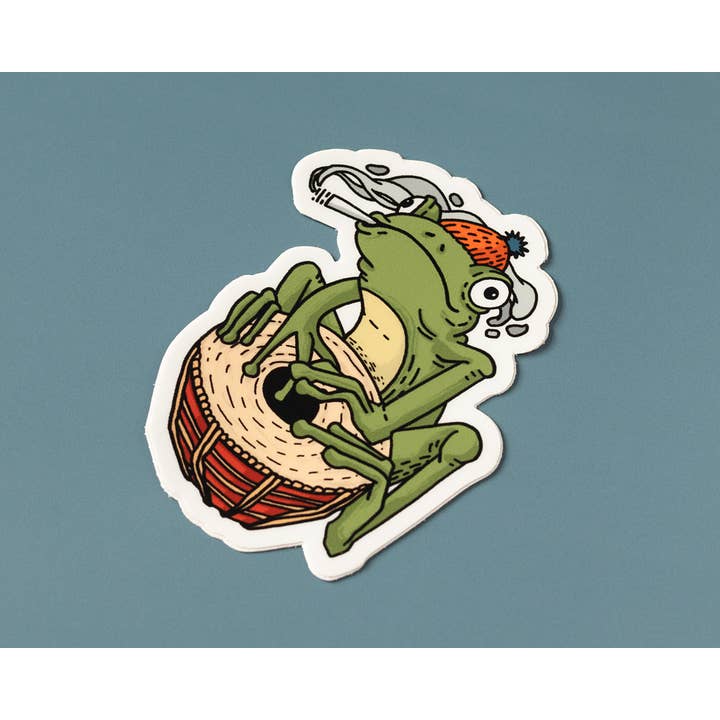 RippleSplash Studio - Wholesale Sticker - Frog Drummer Sticker1