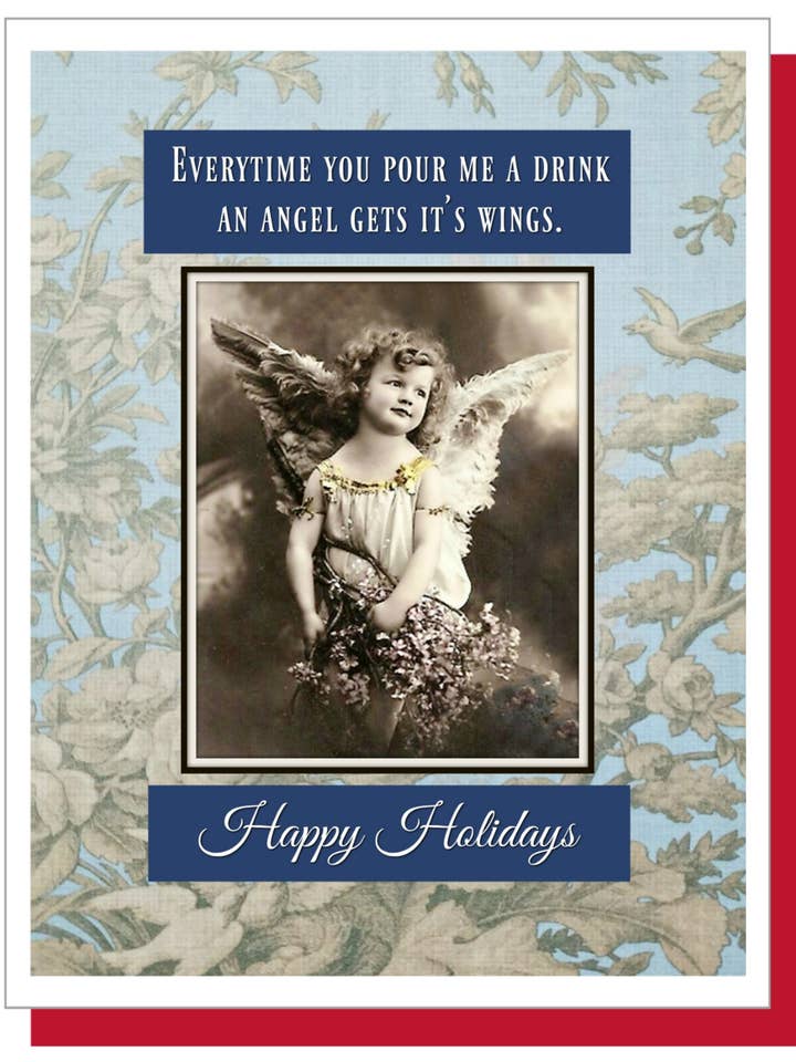 An Angel Gets Its WIngs - Christmas Greeting Card for wholesale by Ümlaut Brooklyn